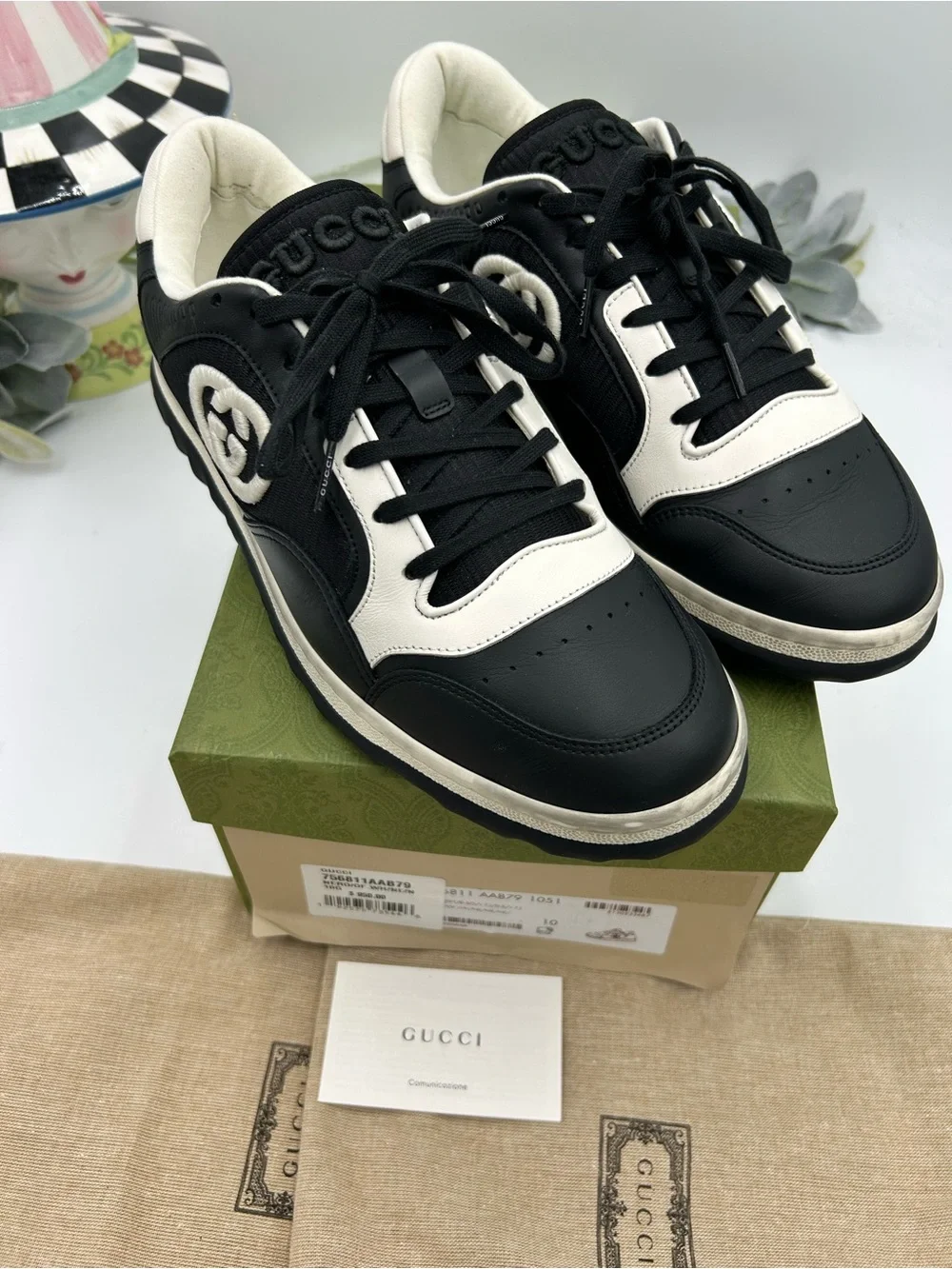 Men's Gucci Mac 80 low top leather sneakers size 43/ 10 made in Italy